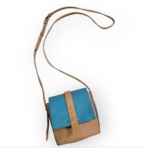 Big Buddha Small Vegan Crossbody Bag Aqua Blue Accents